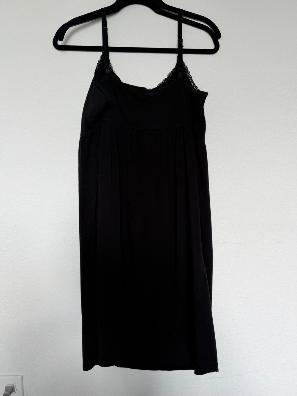 Motherhood Maternity Black Nursing Nightgown with Lace Trim